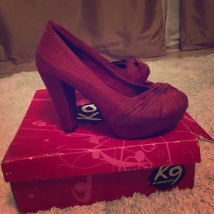 Dark red pump heels